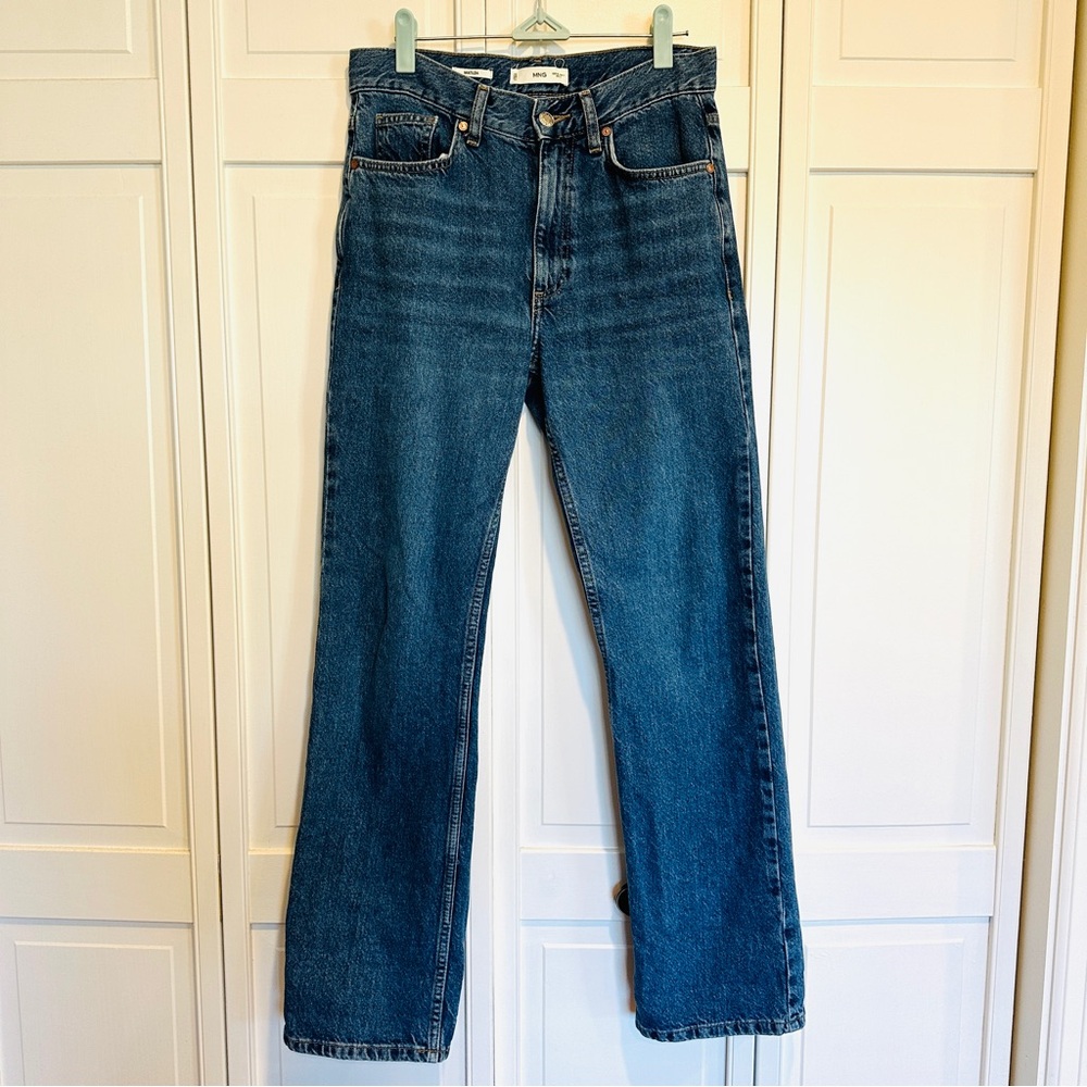 Mango Straight Leg Blue High Waist Jeans